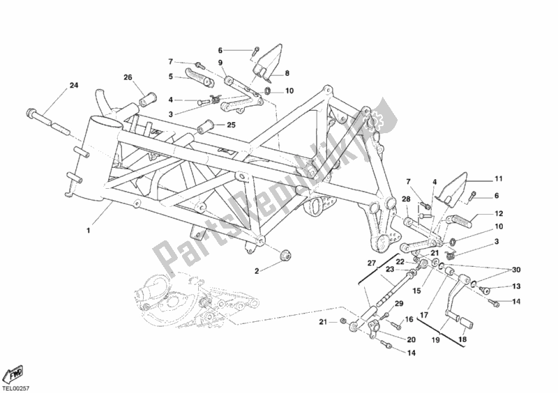 All parts for the Frame of the Ducati Superbike 749 Dark 2004